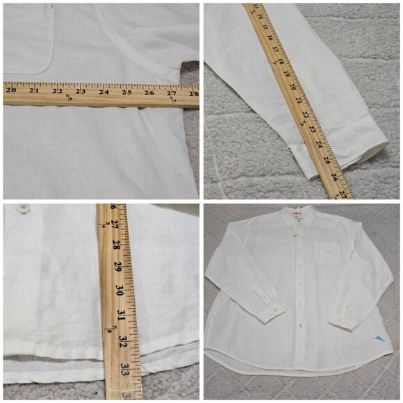 Tommy Bahama Relax Mens White Linen Long Sleeve‎ Button-Up Shirt XXL - Picture 7 of 12
